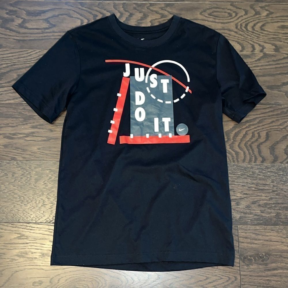 New Black Mens 🏀 Nike geometric block Basketball Tee T shirt S retro athletic